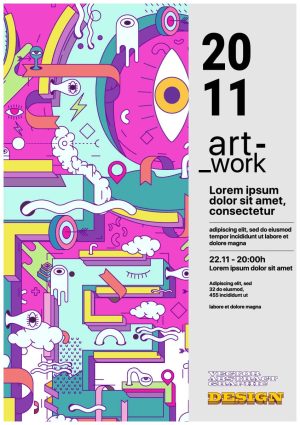 وکتور پوستر هنری طرح نقاشی دودل آرت دیجیتالی