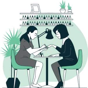 وکتور خدمات ناخن با لاک زدن مشتری با ناخن کار