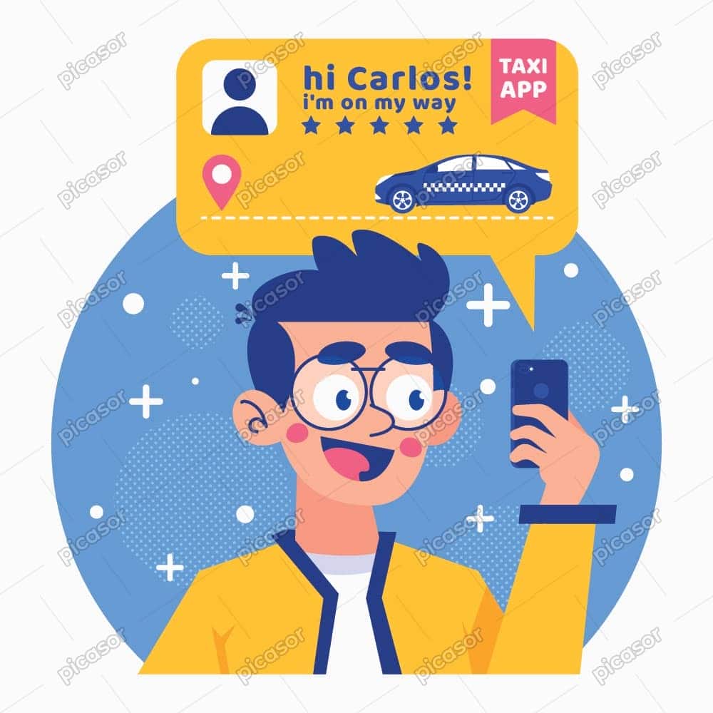 وکتور مسافر تاکسی اینترنتی با موبایل وکتور مسافر تاکسی اینترنتی با موبایل