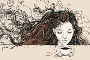 وکتور دختر خسته و بی حوصله با فنجان قهوه روی میز - وکتور روانشناسی