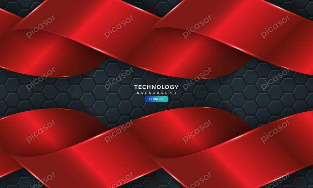 وکتور زمینه روبان قرمز با زمینه 6 ضلعی وکتور زمینه روبان قرمز با زمینه 6 ضلعی
