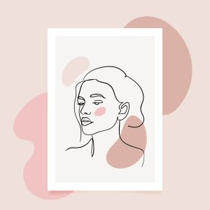 وکتور چهره زن مینیمال خطی - وکتور پرتره انتزاعی زن با لاین آرت مدرن