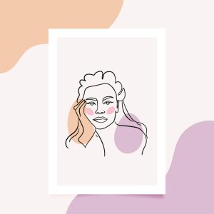 وکتور پرتره زنانه مینیمال خطی - وکتور زن جوان با لاین آرت مدرن