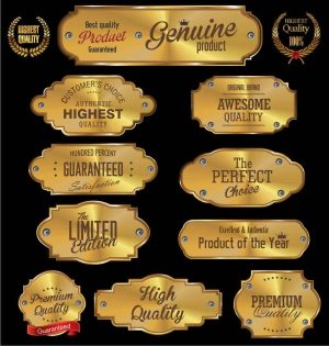 12 وکتور لیبل فلزی کیفیت با نشان کیفیت