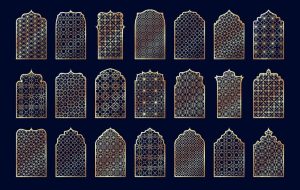 21 وکتور پنجره مشبک طرح مذهبی و اسلامی