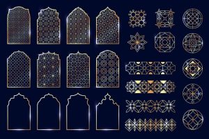 25 وکتور پنجره مشبک و حاشیه مذهبی اسلامی