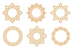 6 وکتور قاب لوکس اسلیمی با گلهای ظریف