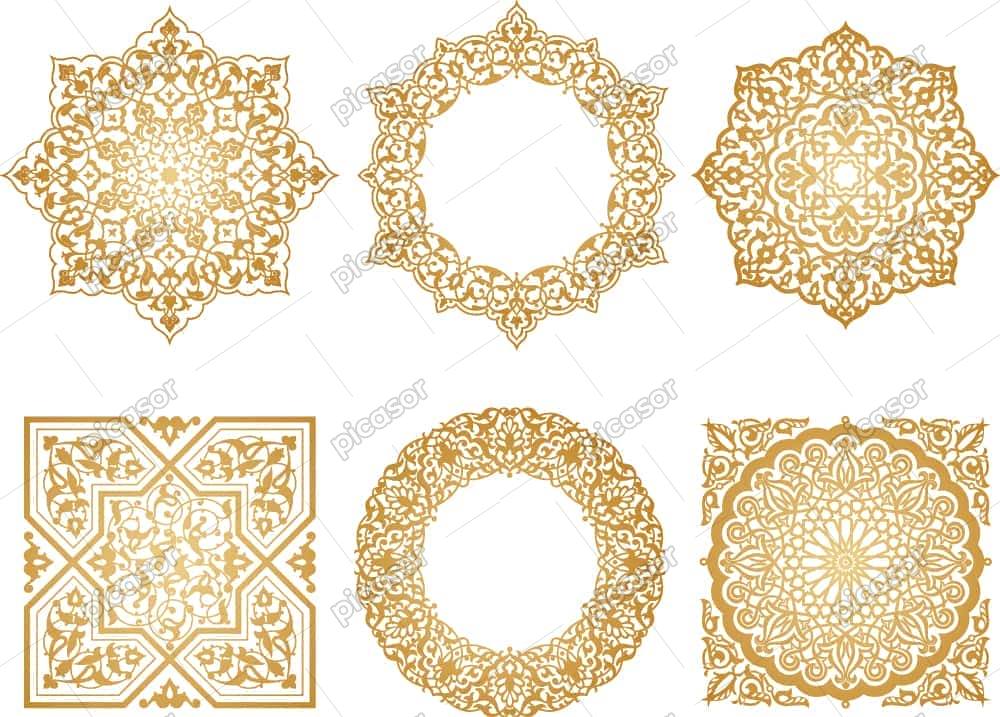 6 وکتور شمسه ترنج لوکس طلایی و ظریف 6 وکتور شمسه ترنج لوکس طلایی و ظریف