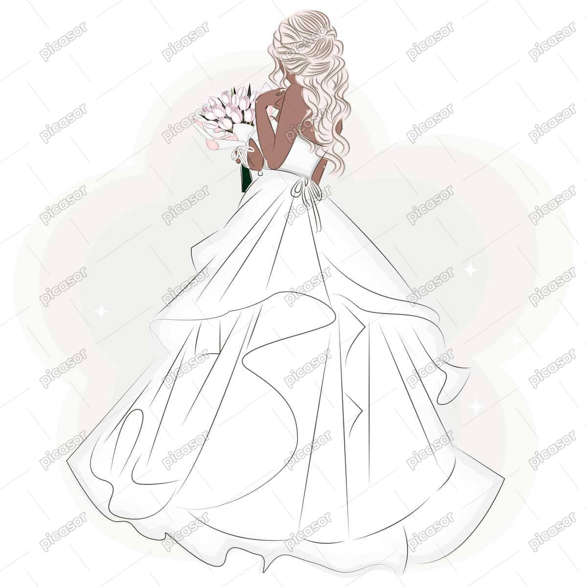 وکتور عروس فشن از پشت سر طراحی فشن وکتور عروس فشن از پشت سر طراحی فشن