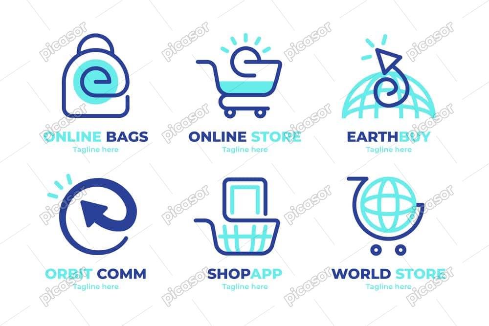 6 وکتور لوگو فروشگاه آنلاین و سبد خرید - لوگو وب سایت فروشگاه 6 وکتور لوگو فروشگاه آنلاین و سبد خرید - لوگو وب سایت فروشگاه