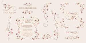 16 وکتور قاب و گوشه اسلیمی برگدار طراحی ظریف